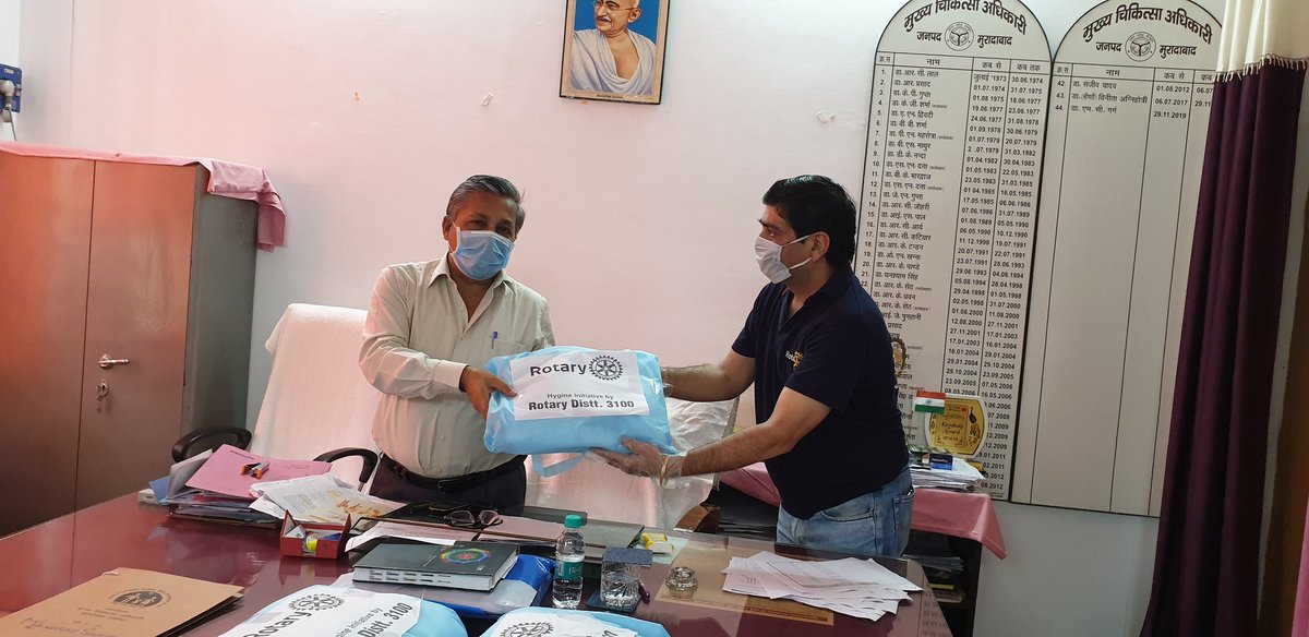 ClubMoradabad's tweet photo. Today we Rotary Club Moradabad Central District 3100 handing over 20 PPE kits to CMO, Moradabad #dmmoradabad #amitpathak09 #rotaryindia #rotaryworldwide https://t.co/WC1Ii7et8i