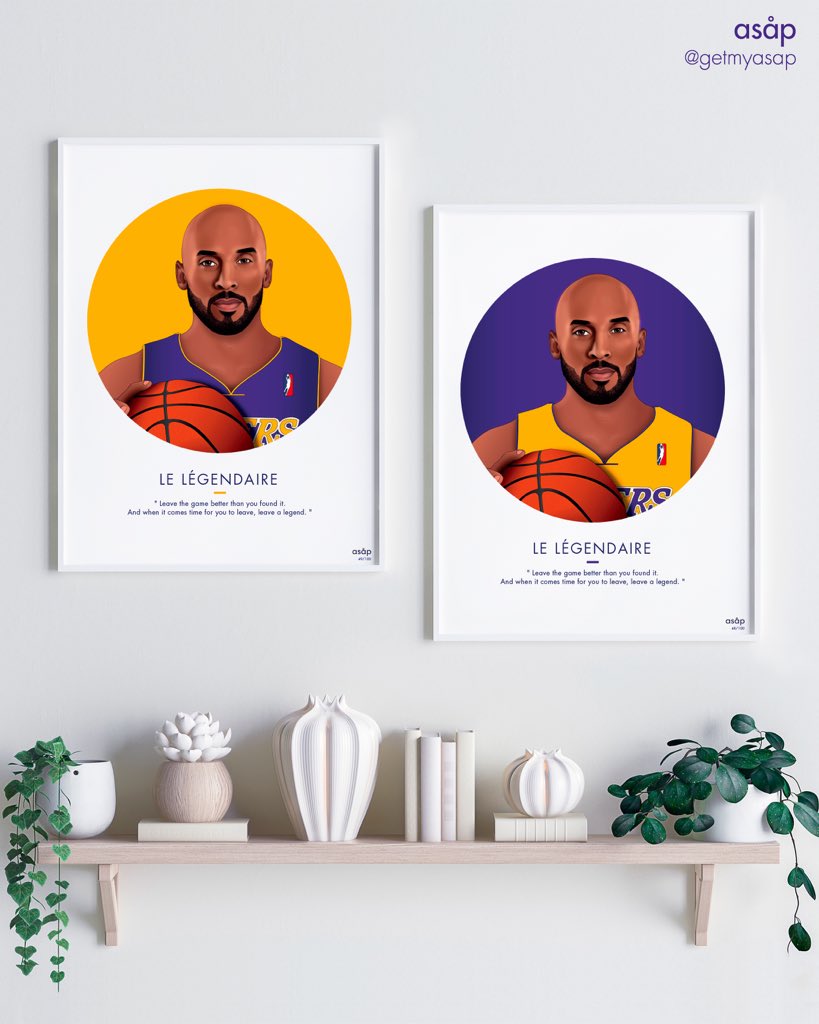 getmyasap's tweet photo. 🏀✨LE LÉGENDAIRE

Retrouvez notre édition limitée « Le Légendaire » sur notre site internet 👉🏼 https://t.co/MHpj1WotCd !

Un hommage à l’un des plus grands basketteurs de l’histoire #RIPKobeBryant #RIPGiannaBryant 
#Legend #Basketballfans #illustration

Une légende est née 🟣🟡 https://t.co/4Aghr98ZZT