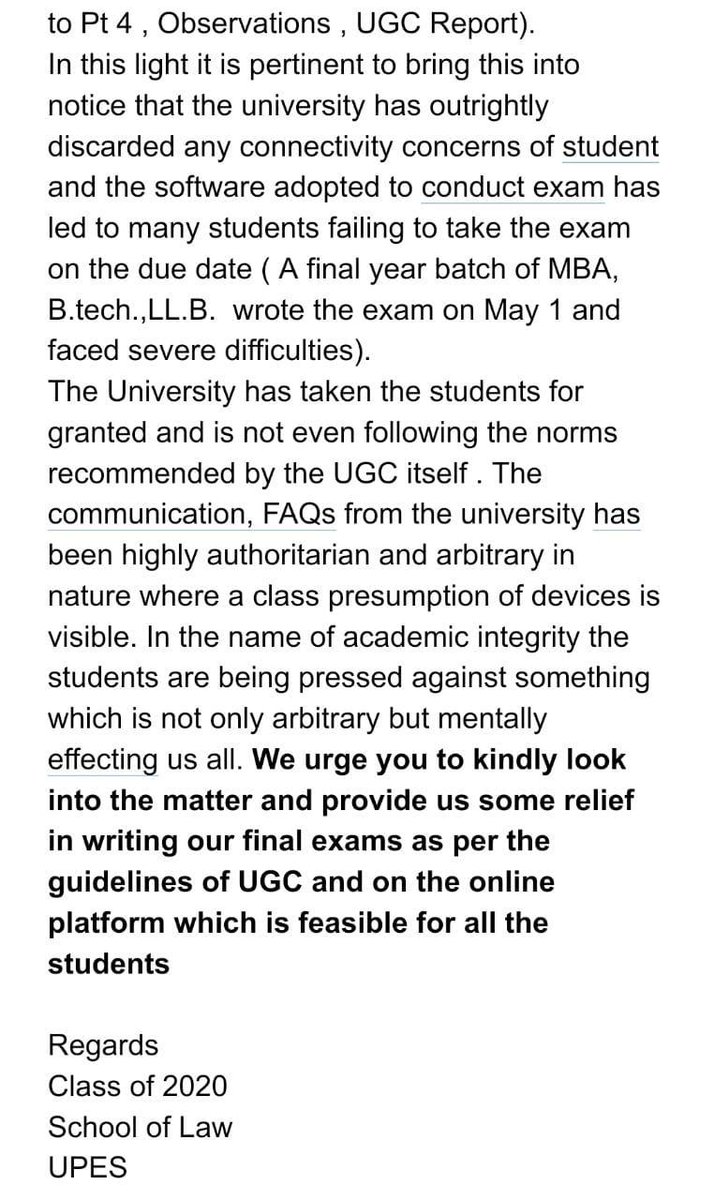 1Ballb's tweet photo. Urgent action required. We've been trying endlessly for the past many days just to realise that our attempts have been futile. We need your help to look into the Arbitrary mode of conducting exams by UPES. @DrRPNishank @HRDMinistry @ugc_india
#UPESDOESNTCARE @UPESDehradun https://t.co/NYnGXohktN