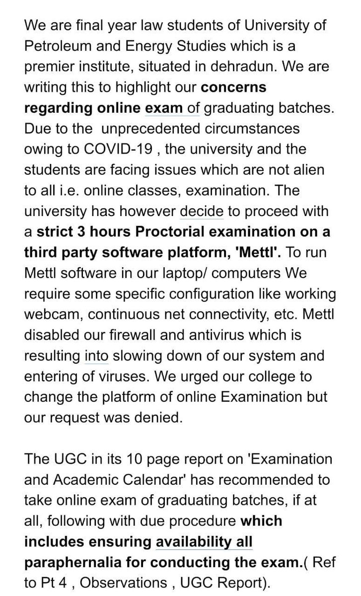 1Ballb's tweet photo. Urgent action required. We've been trying endlessly for the past many days just to realise that our attempts have been futile. We need your help to look into the Arbitrary mode of conducting exams by UPES. @DrRPNishank @HRDMinistry @ugc_india
#UPESDOESNTCARE @UPESDehradun https://t.co/NYnGXohktN