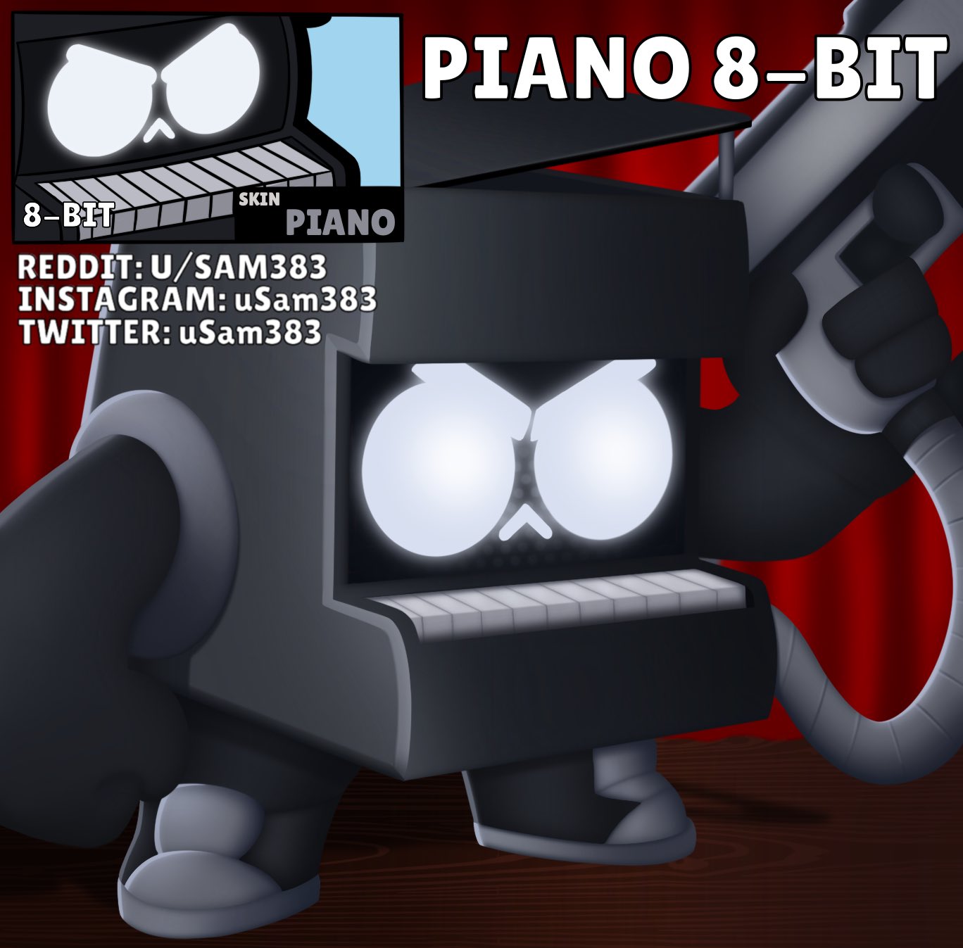 Sam On Twitter Skin Idea Piano 8 Bit Brawlstarsart Brawlstars - brawl stars 8 bit skins ideas