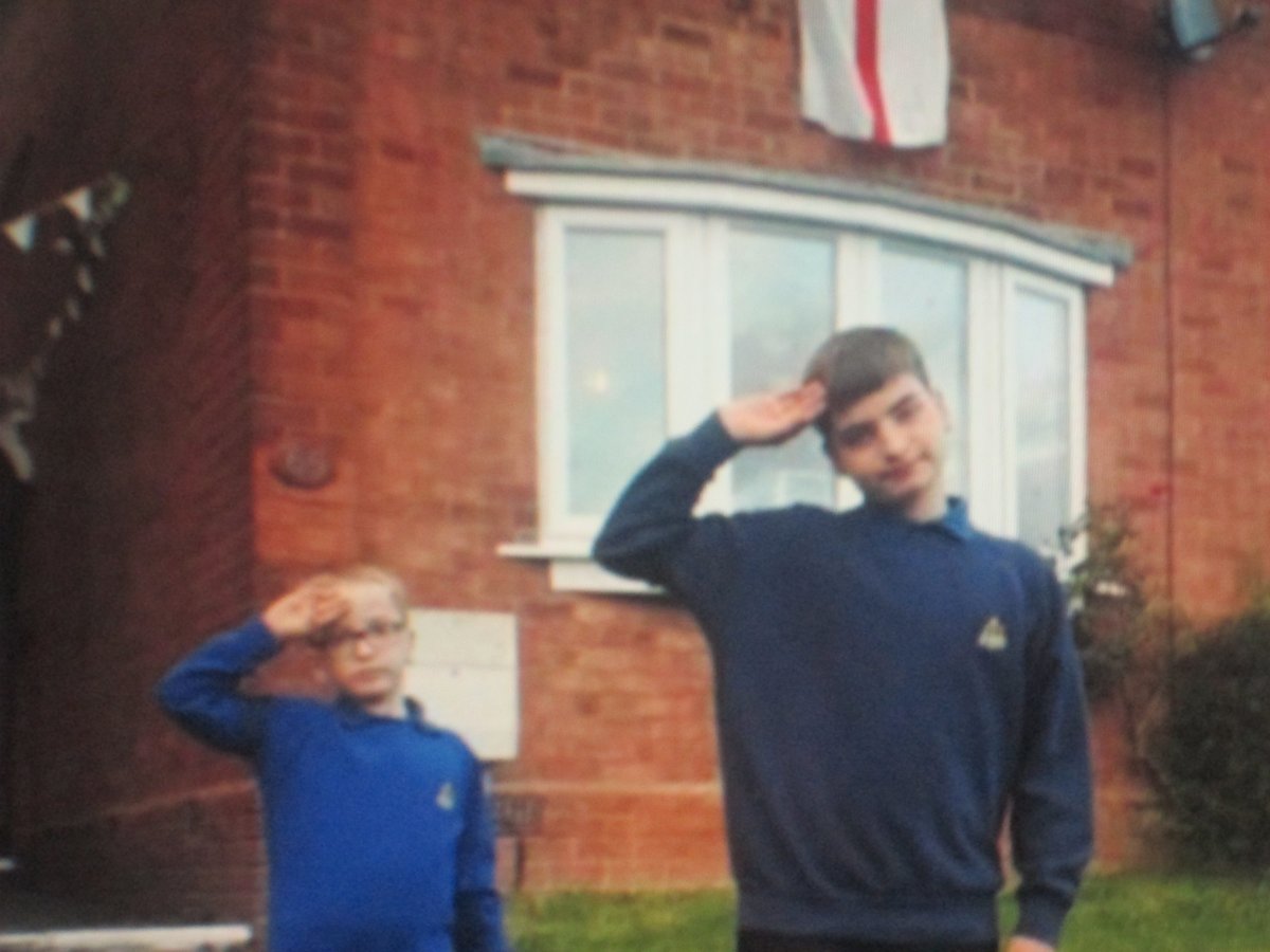 7thBhamBB's tweet photo. Callum and Alex salute Captain Tom Moore then  on Thursday joined the clapping for the NHS workers. https://t.co/cToMX2lxM9