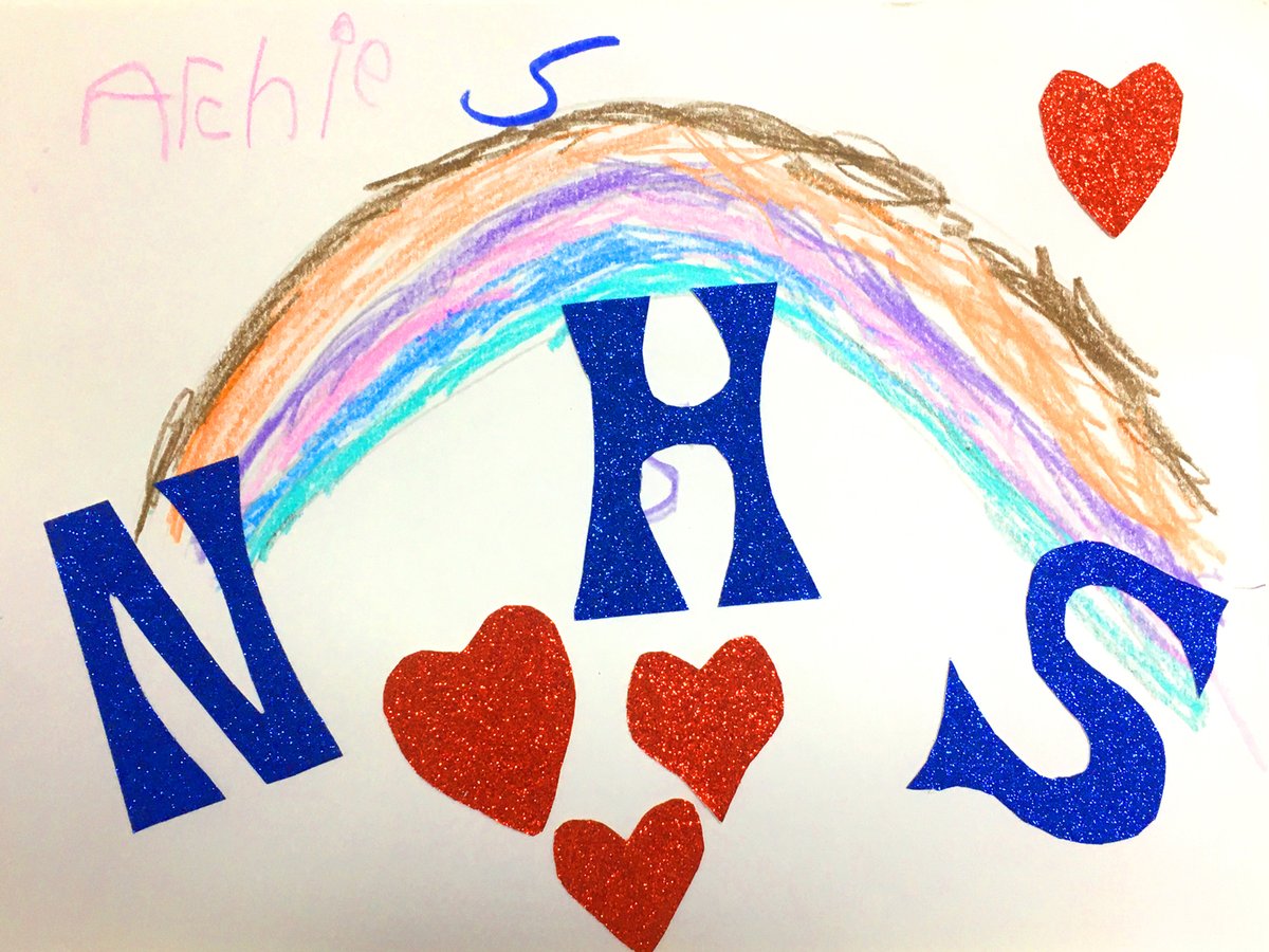 DischargeLounge's tweet photo. A lovely piece of artwork 🌈 has been sent in to us from Archie aged 5. Thanks Archie, we love it! 💙 @AandHUHL @Leic_hospital @AttenboroughAC @NursingTimes #NHSRainbow https://t.co/EQwWAUdpB9