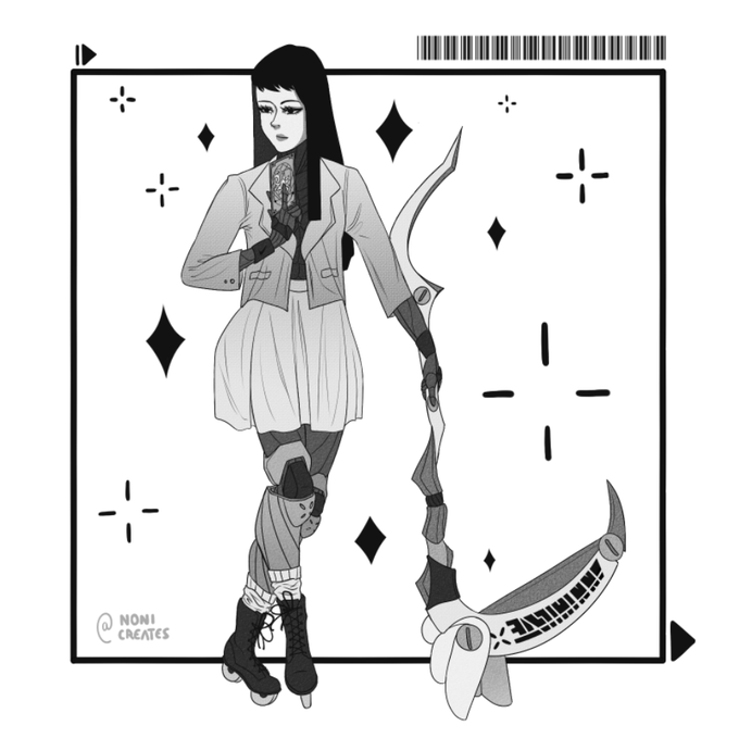 proof that cyborgs can be cosplayers as well :>>>

she made her own version of the sakura's school uniform and made some modifications to the sealing wand transforming it into a scythe 