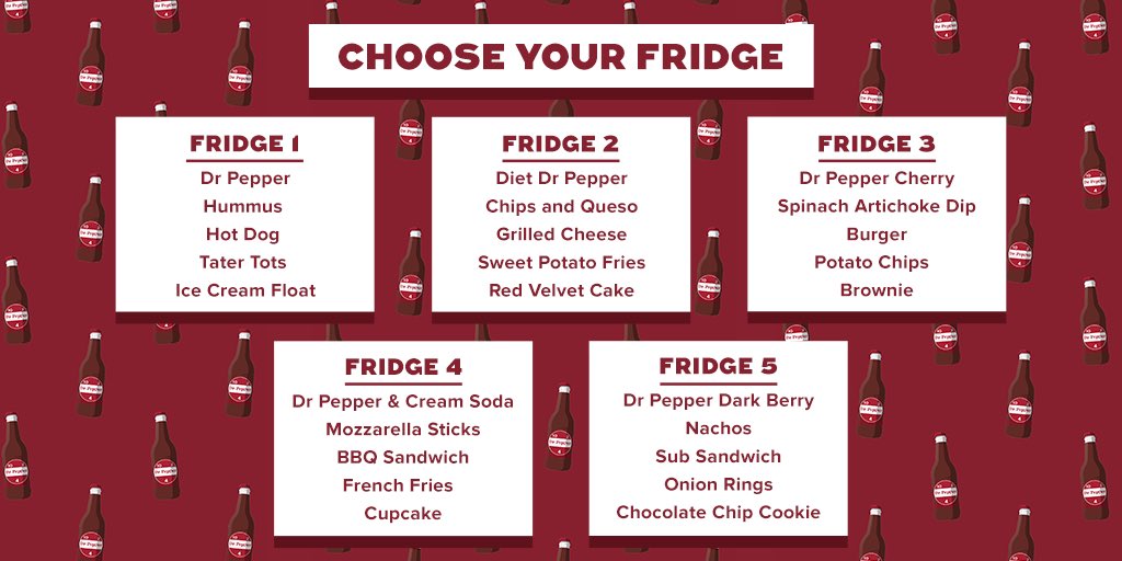 drpepper's tweet photo. Which fridge are you picking? 👇 https://t.co/0Pm7j0Zm8V