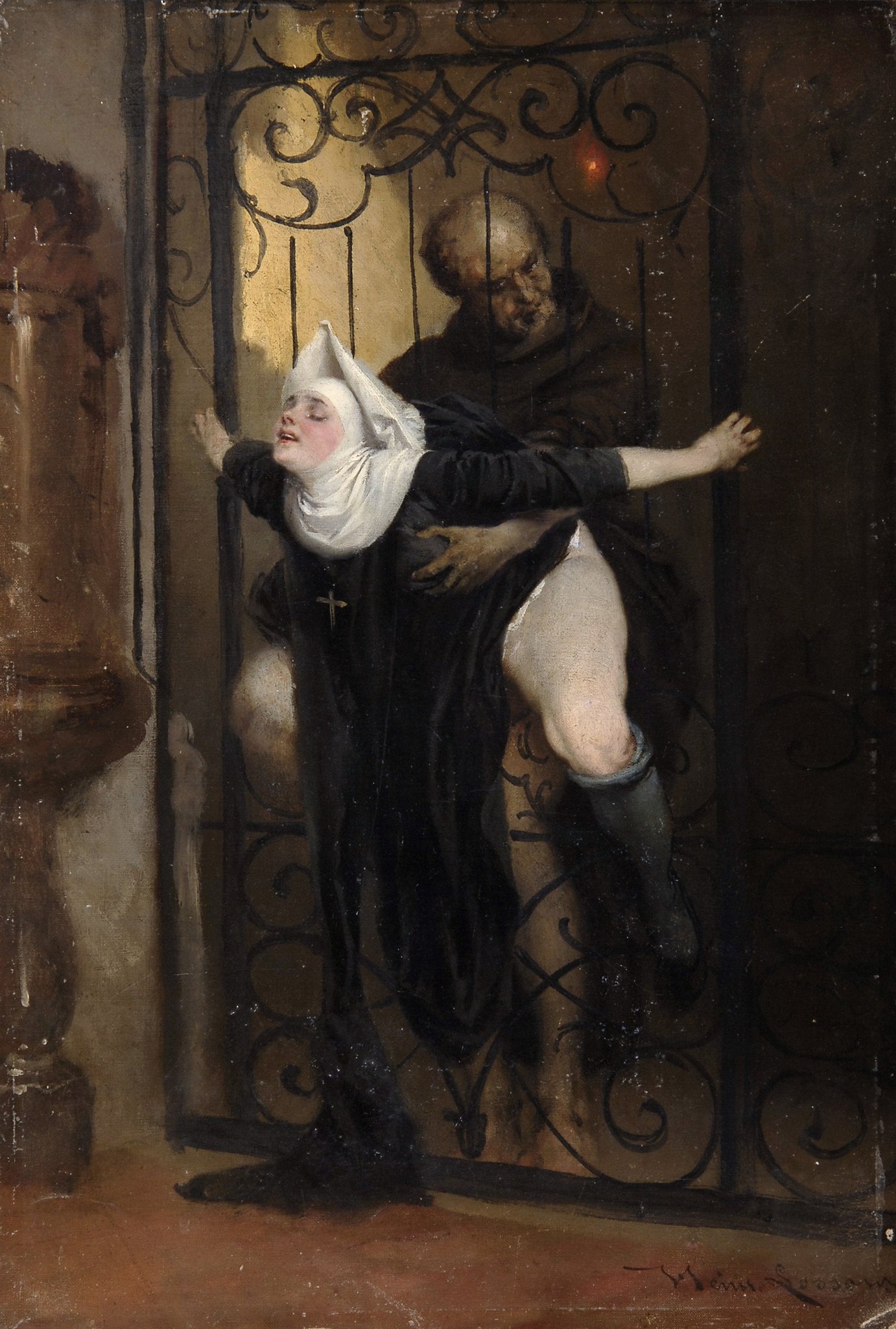 “The Sin (1880) Art by German painter Heinrich Lossow (1843-1897).” 