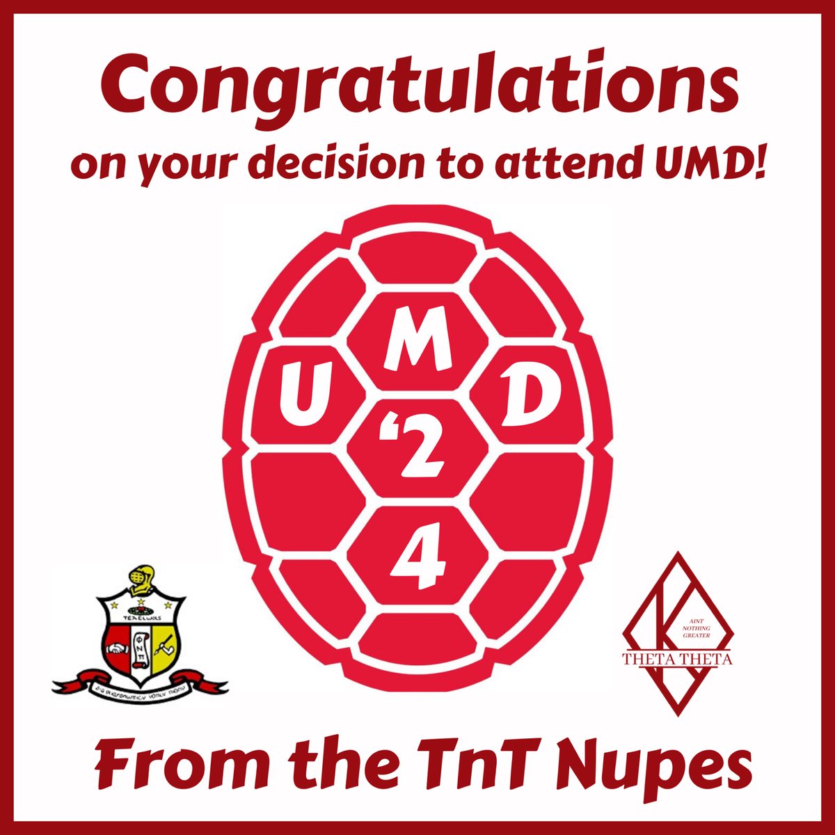 With yesterday being #NationalDecisionDay, the TnT Nupes would like to congratulate every student who decided to pursue a higher education at the University of Maryland. Welcome to the Terp Family! #UMD24 🐢