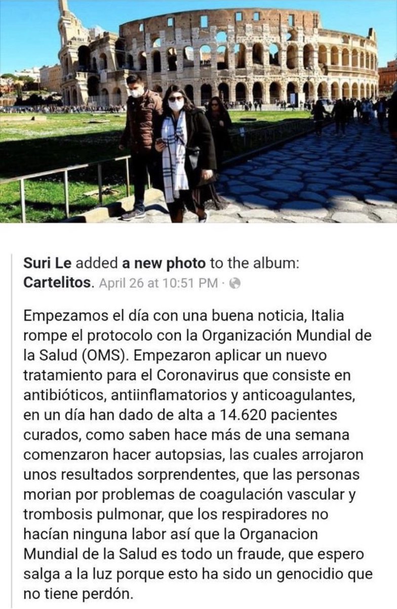 Miren lo que ha hecho Italia . Quien entuban MUERE. Dejen de estar poniéndole caso a esos comunistas de la OMS