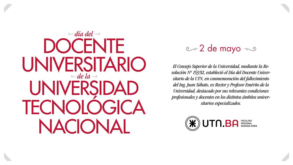 Este año han afrontado con enorme valentía y compromiso una transformación radical en la forma de ejercer la docencia, lo que no ha cambiado es el amor con el que lo hacen. ¡Feliz día a todos los docentes de la UTN! Y más que nunca, ¡GRACIAS!
