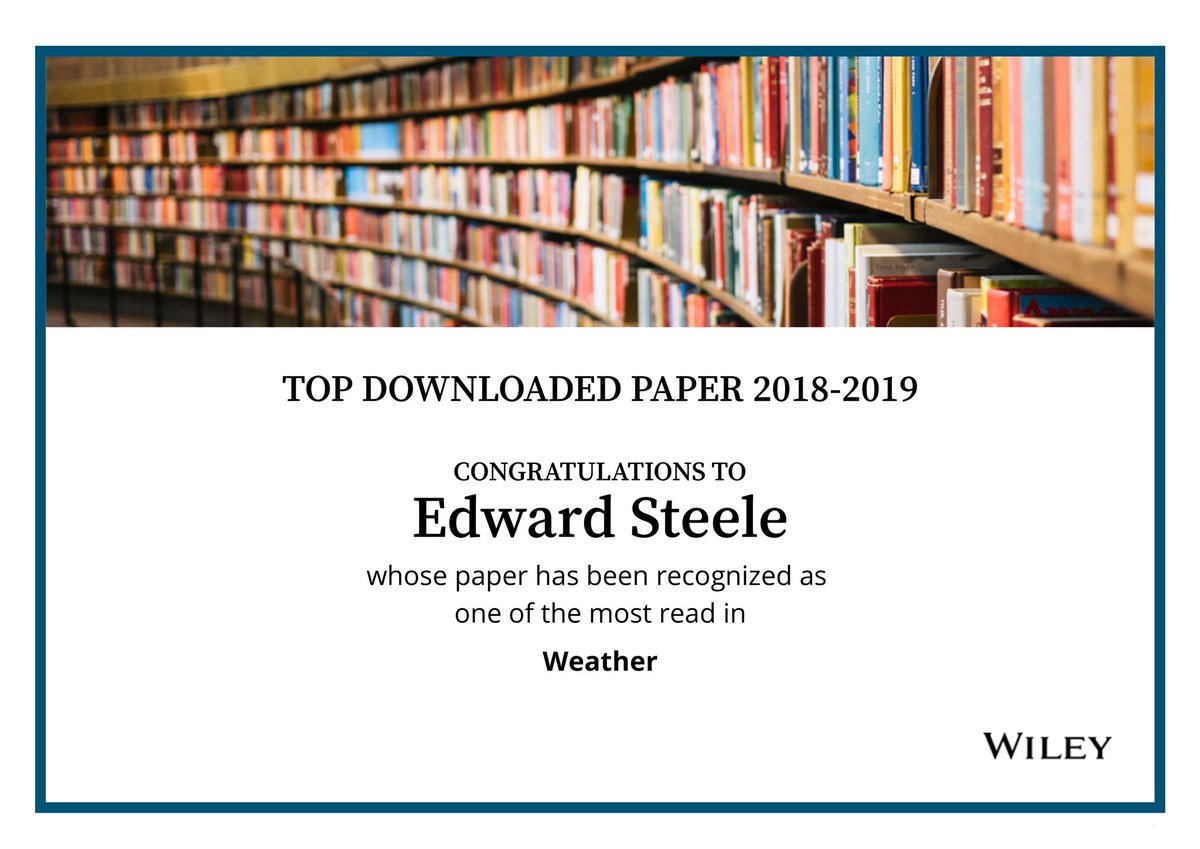 edwardccsteele's tweet photo. Excitingly, our article on ‘Using weather sensitivity analysis to predict business performance’ was a #TopDownloadedPaper in Weather: https://t.co/ynirFk6sql https://t.co/uBcNFiVMMw
