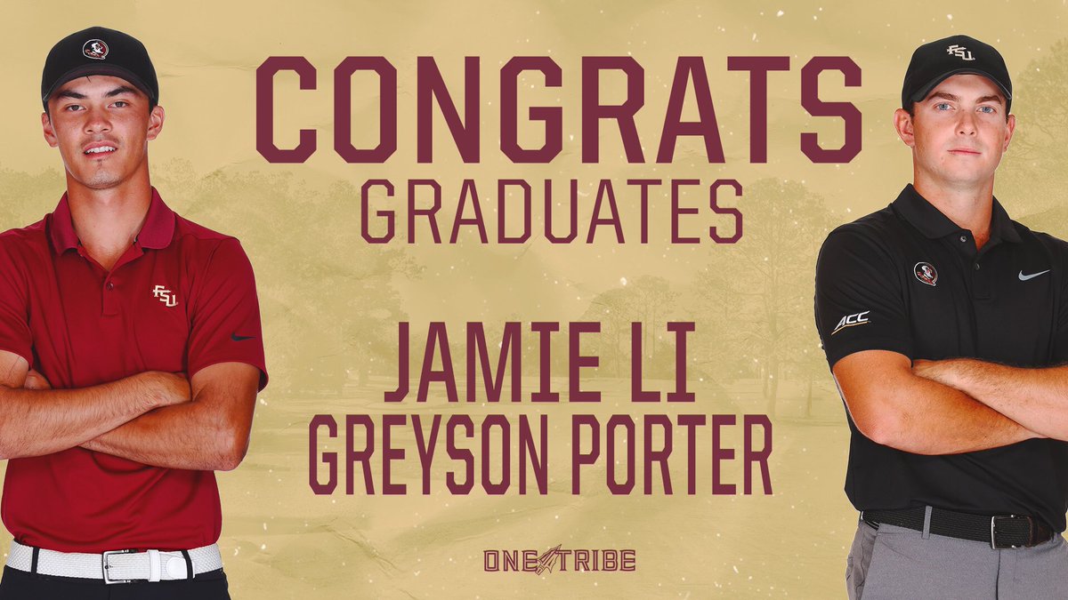 FSUGolf's tweet photo. Proud to have 2οΈβ£ more #FSUGolf graduates π π
Congrats to @jamoe_ and @PorterGreyson #OneTribe https://t.co/gtWjby9FxF