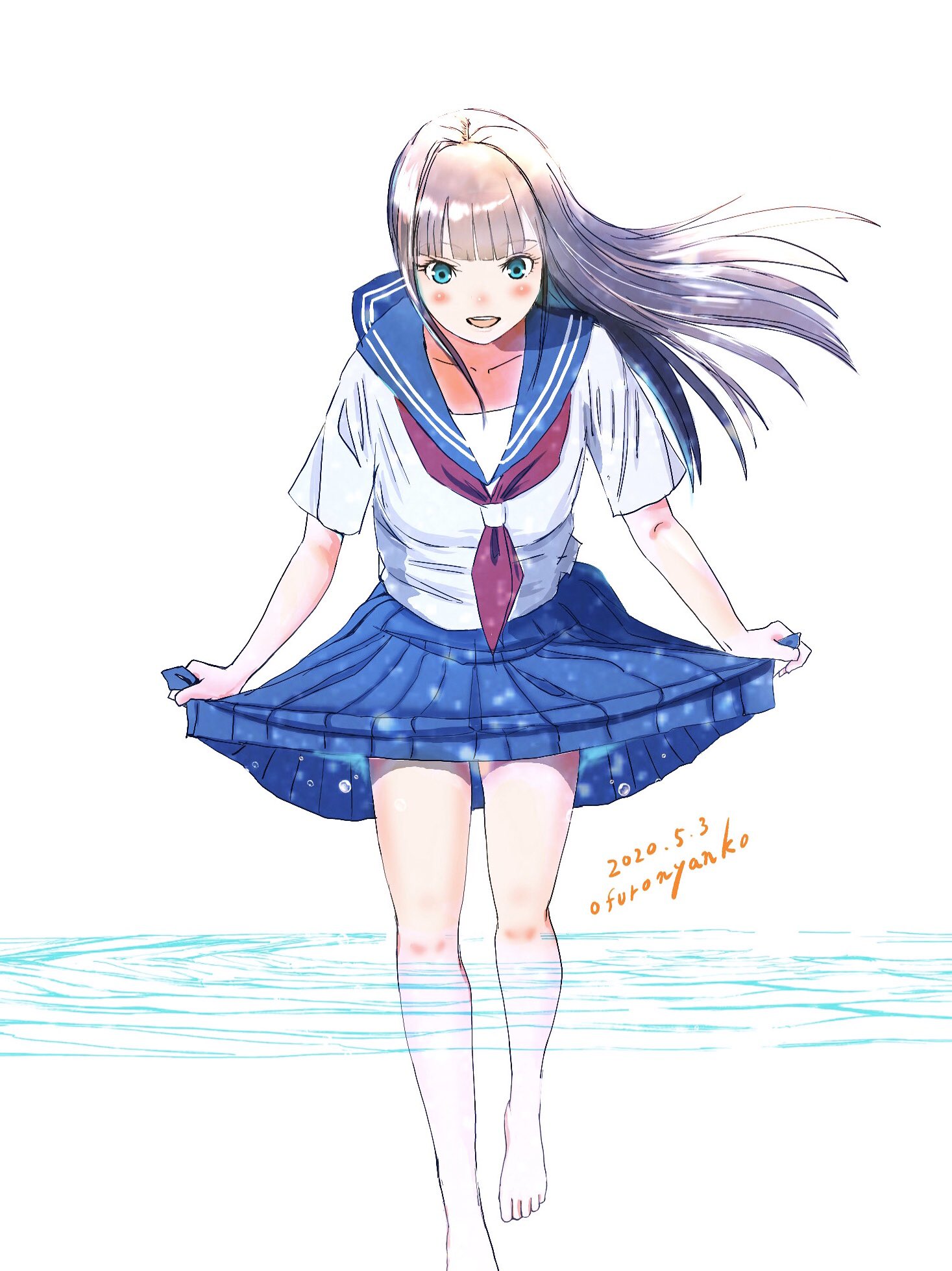 おふろにゃんこ 冷たぃーって言う女の子描いてみる 水遊び おうちで過ごそう おふろにゃんこ おふろにゃんこイラスト スカート女子 Kawaii イラストグラム かわいい女の子 Kawaiigirl Animegirl 絵師さんと繋がりたい 制服 セーラー服 写真