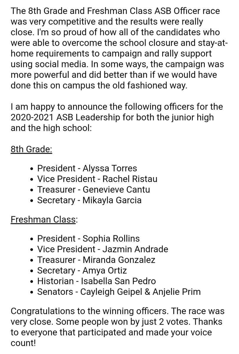 NewarkJrHigh's tweet photo. Congratulations to the new officers for 2020-2021!! https://t.co/lGYpDtdiLo
