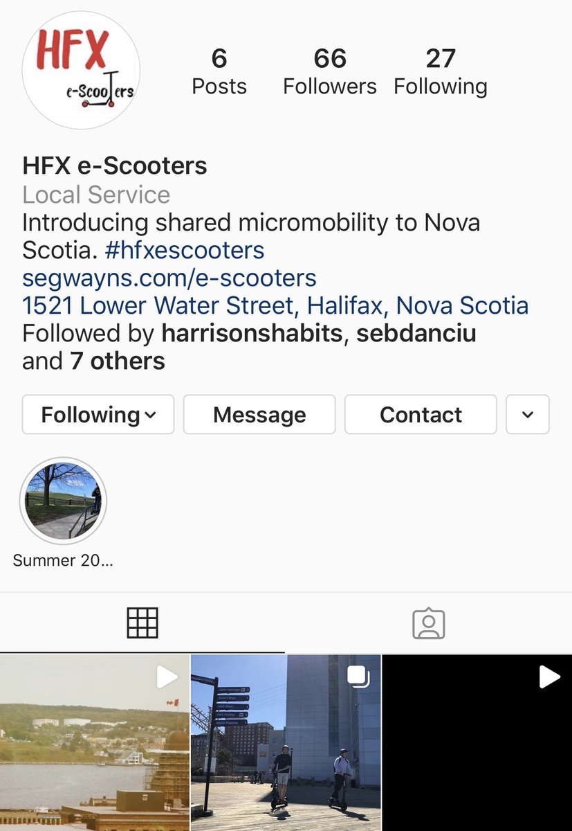 HFX e-Scooters now has its own Instagram account! Follow #hfxescooters for specials and to stay informed: instagram.com/hfxescooters/ 🔥😎🛴 #halifax #segwayns
