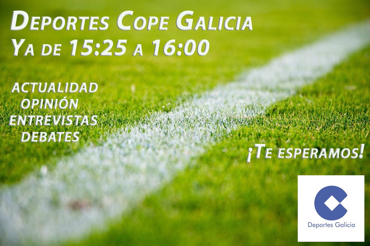 DeportesCOPEGal's tweet photo. 💥🎙️ A partir del lunes 4 de mayo te contaremos todo el deporte gallego de 15:25 a 16:00 horas 🎙️💥
✨Actualidad, opiniones, entrevistas, debates, historias humanas 💖 y también humor 📻. ¡¡No faltes!! 💪 https://t.co/aXmZY8p3Is