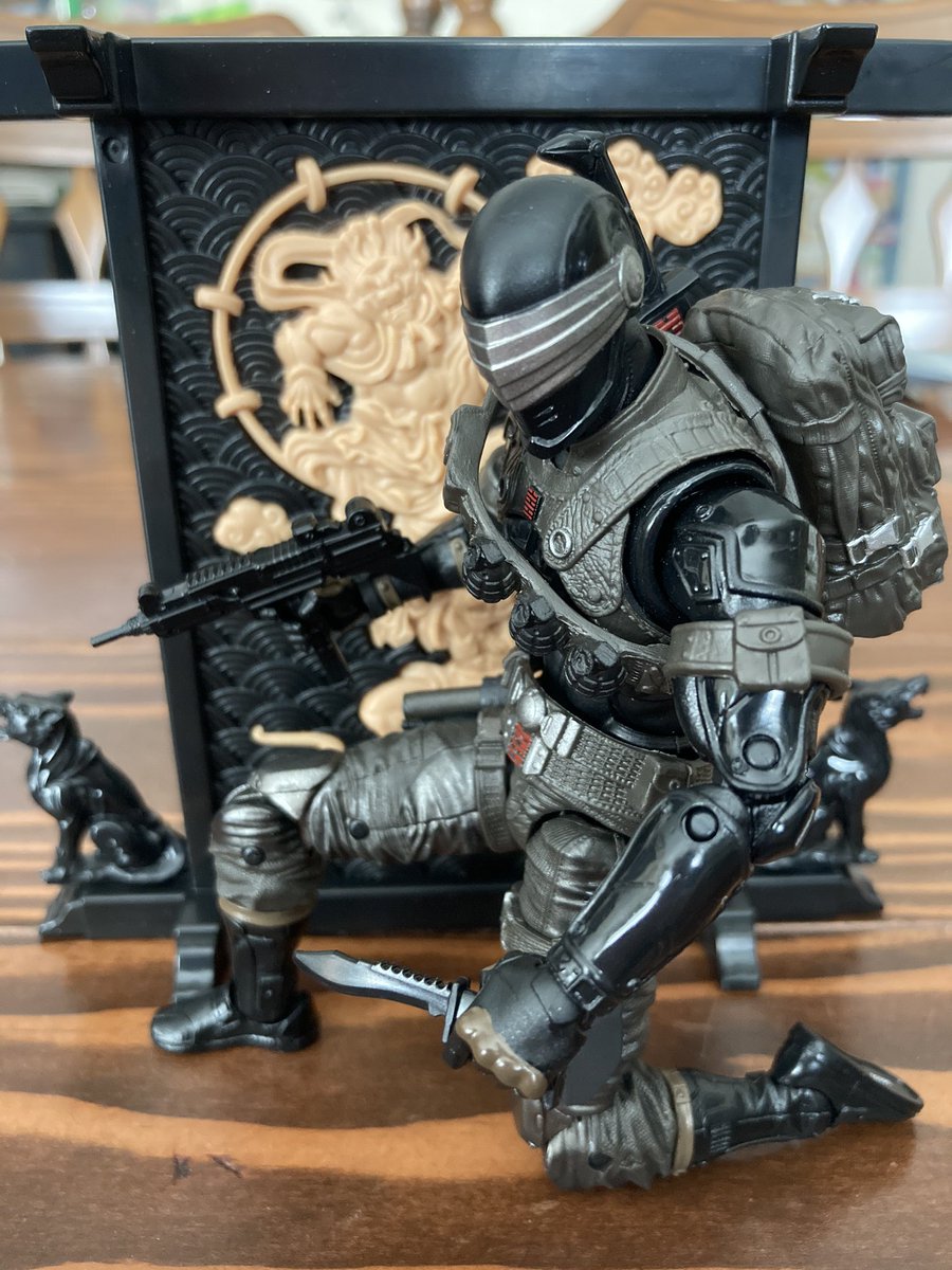 DevonDDecker's tweet photo. All May I’m sharing photos of some of the action figures I have in my various collections.
Today, I’m celebrating with the newest addition to the team:
G.I. Joe’s Snake Eyes.
Hopefully the 10/23/2020 release date for his film survives! #ActionMay #GIJoe #SnakeEyes https://t.co/TO6AUSWdBl