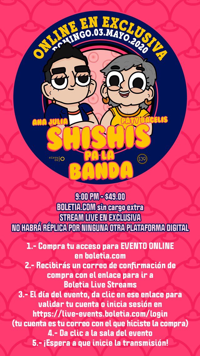 PatyBacelis's tweet photo. Banda, ya es mañana este show y les juro que habrá cosas muy divertidas,  el acceso esta más barato que un Mctrio, 49 pesito.
Los esperamos mañana @AnaJuliayeye  y esta servidora desde el @ciento39 y ustedes desde sus casitas! Les dejo el link:
https://t.co/I8J5OanFml https://t.co/EE64FGbjwQ