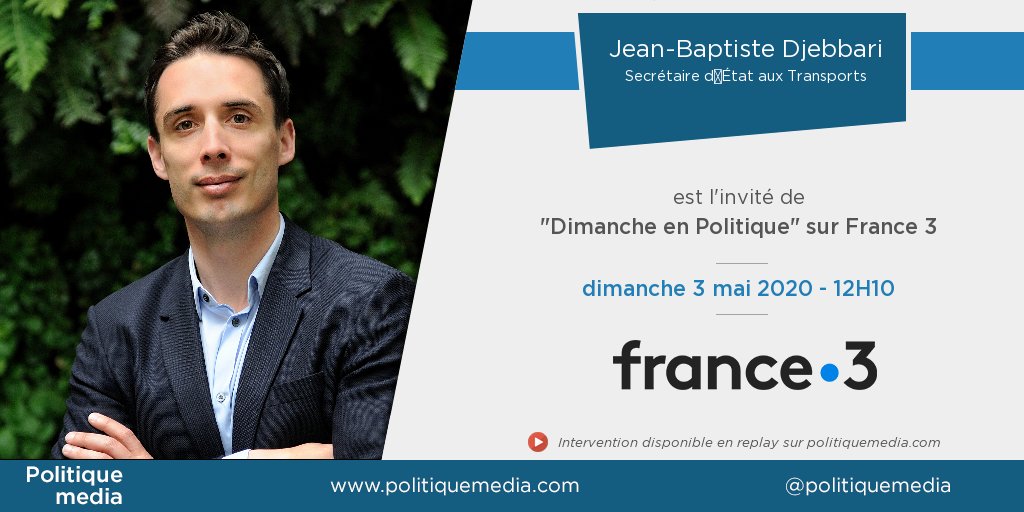 Politiquemedia's tweet photo. .@Djebbari_JB est, aujourd'hui dimanche 3 mai à 12:10, l'invité de "Dimanche en Politique" sur France 3 https://t.co/Fd40V1UMaC https://t.co/QFbUsONzO4