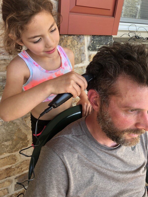 davidfreireich's tweet photo. Needed a new incentive for the kids to clean their rooms #HairCutAtHome https://t.co/zQGtfxRFei