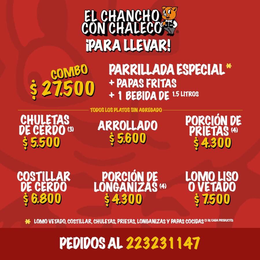 elchanchocl's tweet photo. Carta especial ¡para llevar! 🗓 Todos los viernes, sábados y domingo.
⏰ Pedidos de 13 a 18:30 Horas. 🔴 Entregas hasta las 19:00 Horas.❗️Platos solos, sin agregado. Pedidos: ☎️ 223231147 📧 info@elchanchoconchaleco.cl
#YoMeQuedoEnCasa #NosCuidamosEntreTodos #Maipu https://t.co/2QSkMcFxWo