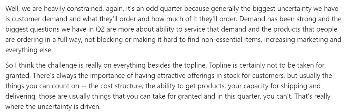 33/nOil being a major component of long haul transportation: saves a fortune at these prices.Then again, No demand issue. Bigger problems in:Maintaining Cost structure, the ability to get products, your capacity for shipping and delivering.