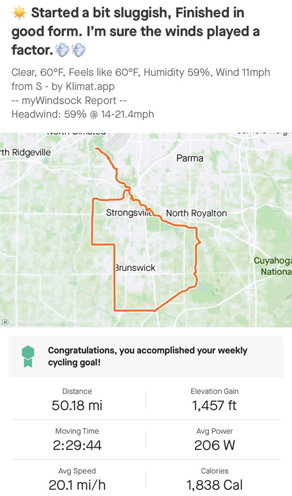 CoachFlembo's tweet photo. Much needed Therapy today 🚴‍♂️.  Best part is it is free and great for my fitness.  #cycling #BeautifulDayOutside #CyclingIsMyTherapy #strava #KOM https://t.co/jTR8IPyJA4