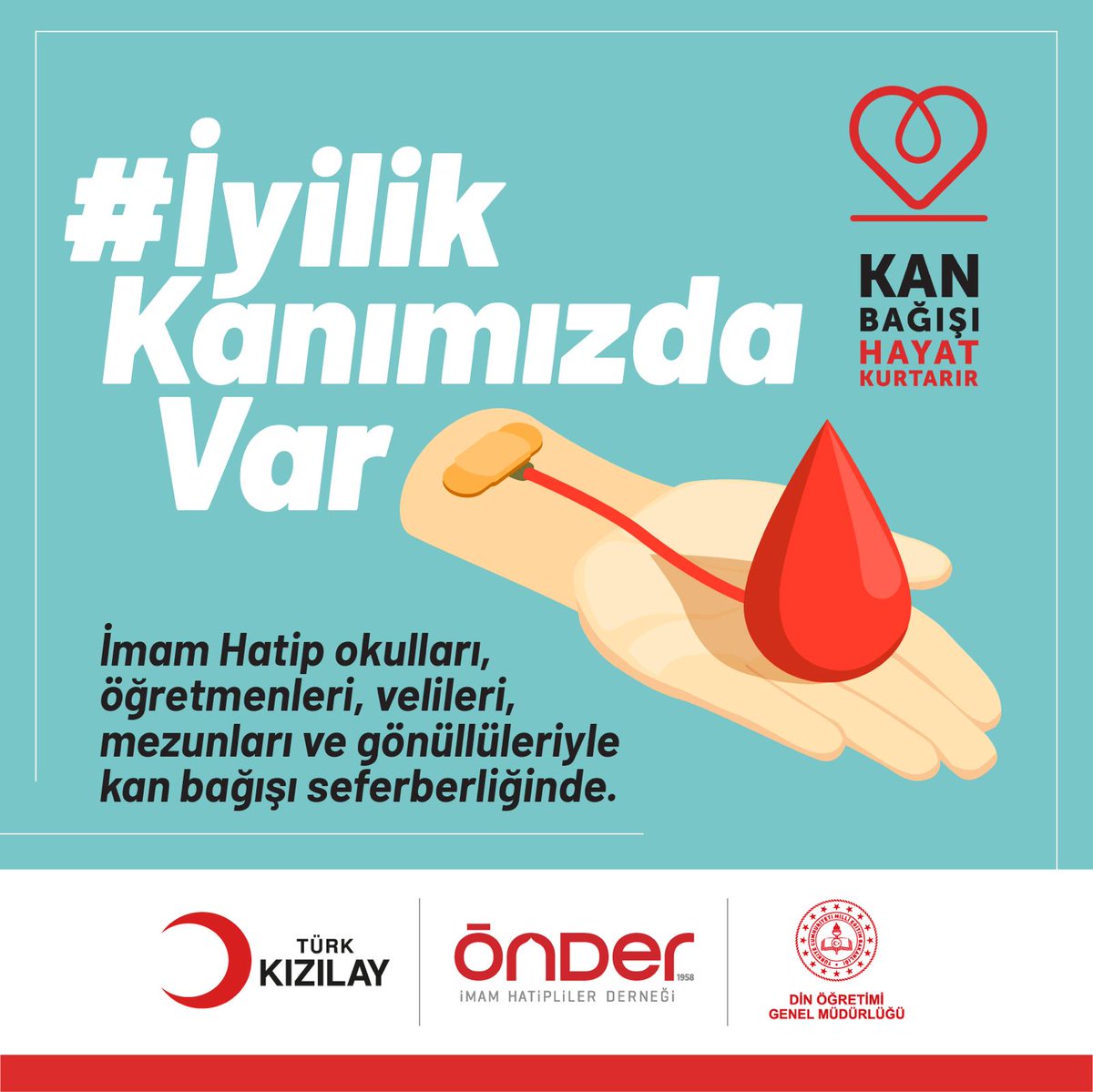 Din Öğretimi Genel Müdürlüğü, Kızılay ve Önder işbirliğinde kan verme kampanyası düzenleniyor. Bu sebeple öğretmenlerimizi velilerimiziöğrencilerimizi, mezunlarımızı bu hayırlı çalışmaya teşvik etmemiz gerekmektedir. @InceSezer @kambercal1 @OnderGenclik @resulciftcitr @bagimder