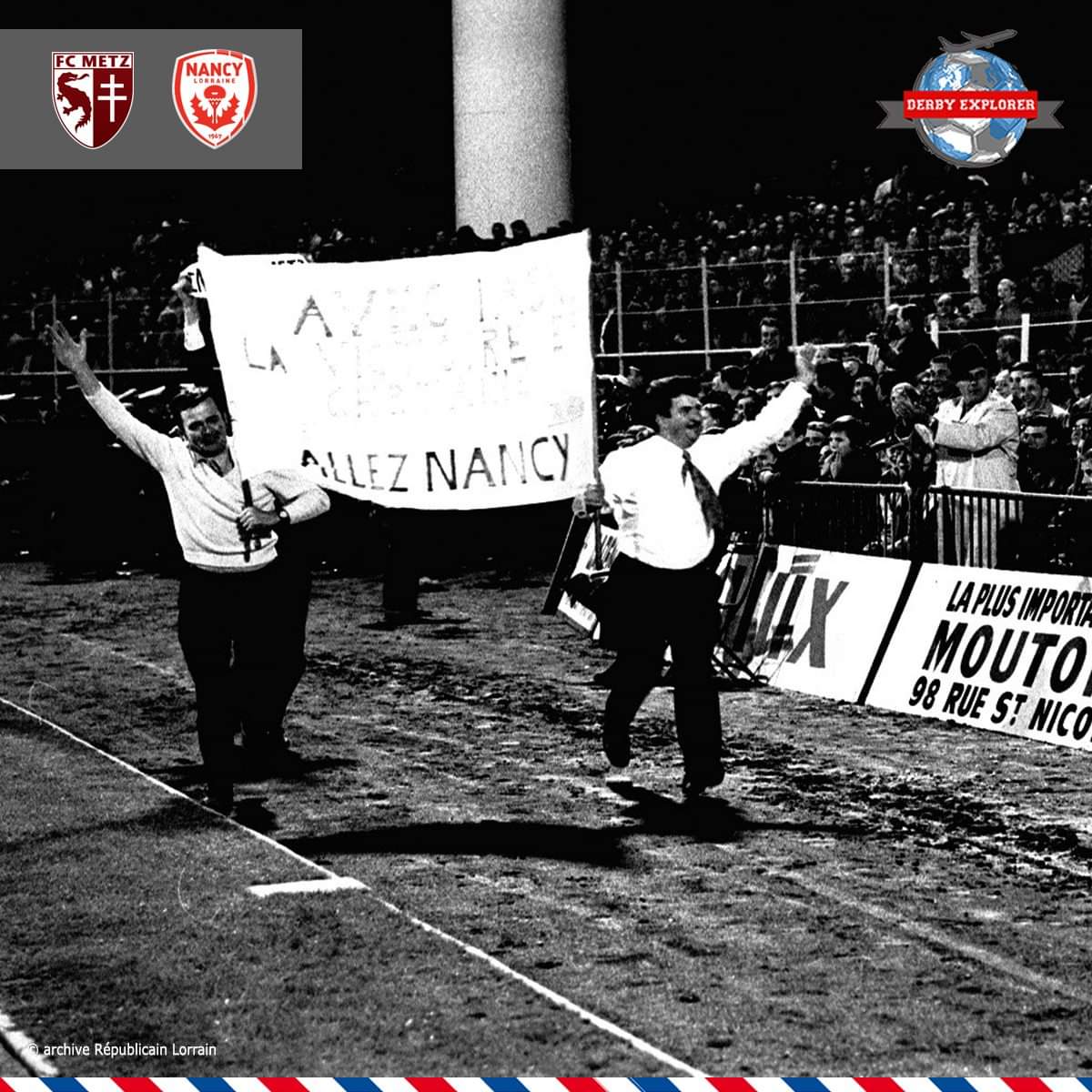 DerbyExplorer's tweet photo. ⚽🌍✈ A world of derbys I UNE AUTRE ÉPOQUE

Passage dans l'Est avec le derby entre le @FCMetz et l'@ASNancyLorraine

🚩 Longtemps, les supporters ont eu le droit de défiler avant le match en faisant un tour de stade pour encourager et galvaniser la foule...

#DerbyExplorer https://t.co/Dp6qhDxg47