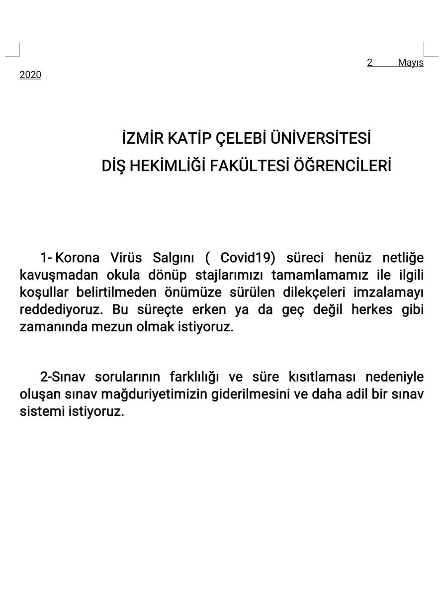 Staj yapmaktan çekinmiyoruz, mesleğimizi yapmayı biz de özledik sadece fırsat eşitliği istiyoruz. #geleceğimbelirsiz <a href="/drfahrettinkoca/">Dr. Fahrettin Koca</a> <a href="/yekta_sarac/">Prof. Dr. M. A. Yekta Saraç</a> <a href="/saffetkose/">Saffet KÖSE</a> <a href="/TDB_TDA/">Türk Dişhekimleri Birliği</a> 

#IKCUDIShaklarimizlaoynama