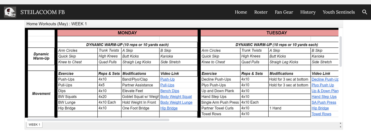 SteillyFB's tweet photo. Workouts for the 1st week of May are up. Starts Monday. You can use the link or find the workouts on our Team Website. #SteilWorking
https://t.co/k5PN7bcf5u https://t.co/avKbW2Kf7u