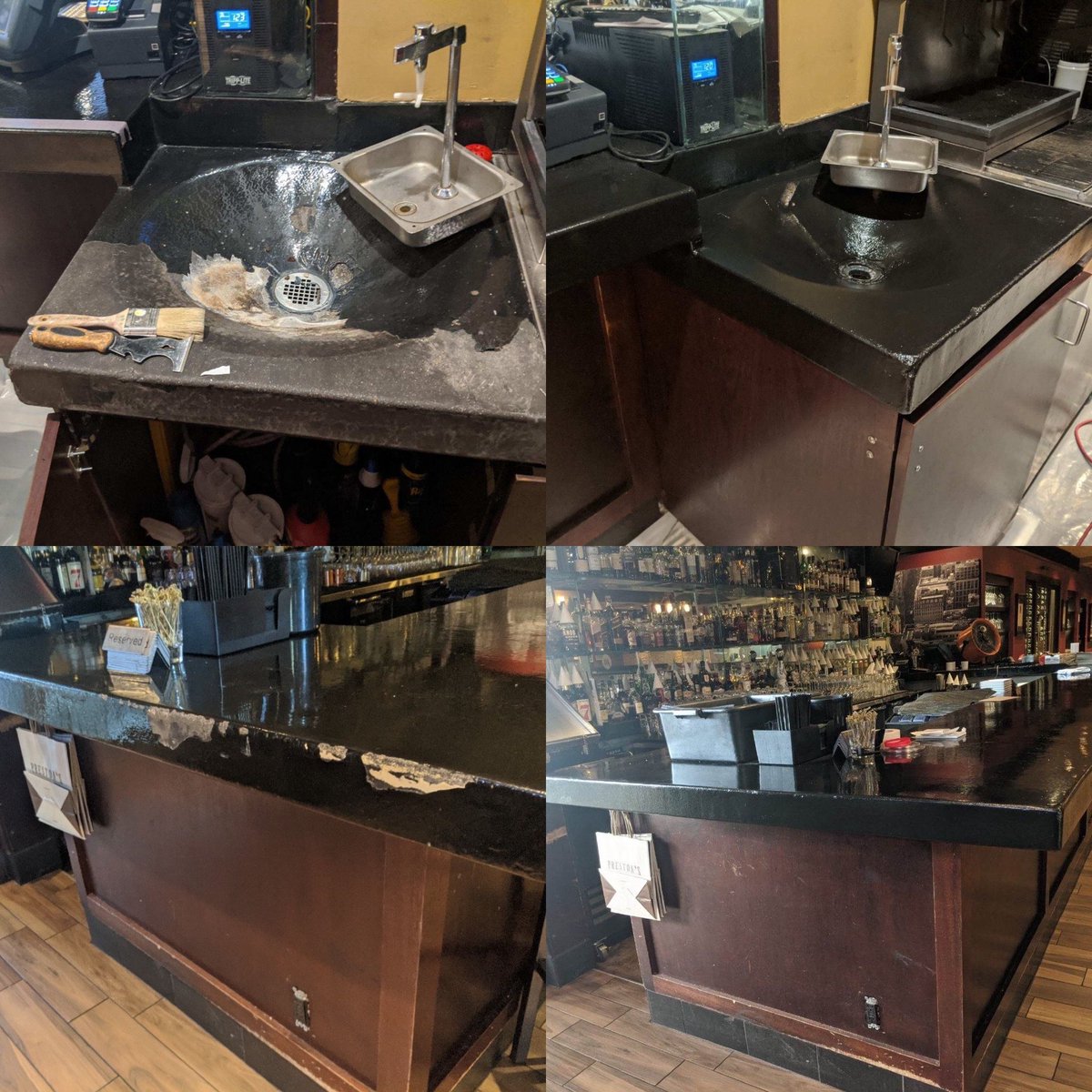 TraVek's tweet photo. Our Handyman, Rodney, has been working hard to help this restaurant be ready to reopen. He refinished this rinsing station and bar top to make them look new again!
.
.
.
#handyman #restaurantrepairs #maintenance #scottsdale #arrowhead #phoenix #peoria https://t.co/vTVFIwVAZL