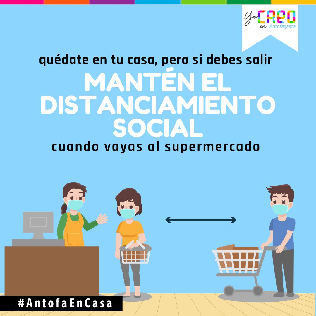CreoAntofagasta's tweet photo. #QuédateEnCasa 🏠💕 pero si debes salir al supermercado👇🏻
•No olvides usar tu mascarilla.
•Mantén distancia social.
•Compra lo justo y necesario.
•Recuerda llevar tu bolsa y limpia tu carro.
•Aplica alcohol gel🧴antes, durante y después de la compra.
#CuidémonosEntreTodos https://t.co/zzmiWsAGTA