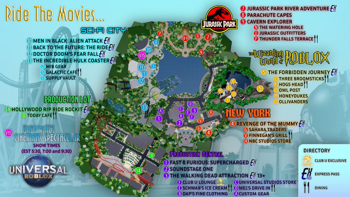Agent A On Twitter Updated Who S Excited For Hollywood Rip Ride Rockit Check Out Our New Park Map - universal studios hollywood roblox