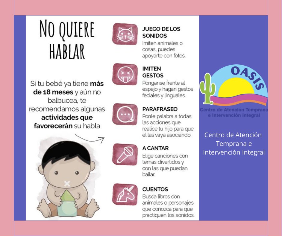 oasis_centro's tweet photo. Cuando un niño dice sus primeras palabras es motivo de emoción y alegría, pero pasado ese momento debes poner especial atención en actividades que favorecen su habla. #CuidemonosEntreTodos #QuedateEnCasa #OasisCentro #Calama https://t.co/fvzghemACZ