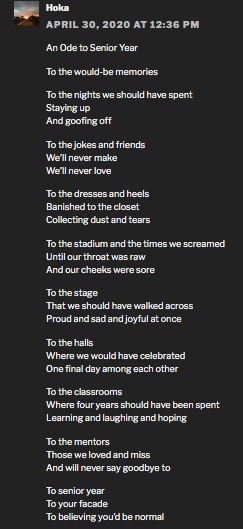 RJHSLibraries's tweet photo. We conclude “A Pandemic of Poetry” with some prose that makes you think! Thanks for participating Raiders! See all submissions on the blog: https://t.co/GO9fOV8oBf. #nationalpoetrymonth2020 #RJCreates #RJpoets #RJrocks https://t.co/Mx2bUSGr5e