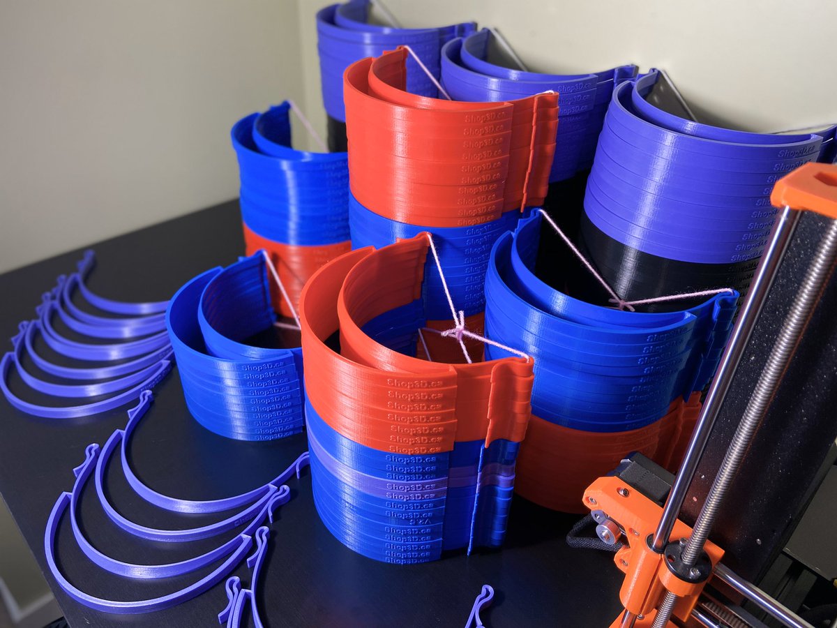 flywithmefpv's tweet photo. Printing 1 face shield at a time for our frontline heroes🤜🤛👍👍👍  @Shop3Dca #FrontLineHeroes @CovidStopCanada https://t.co/j6zkWLC6YK