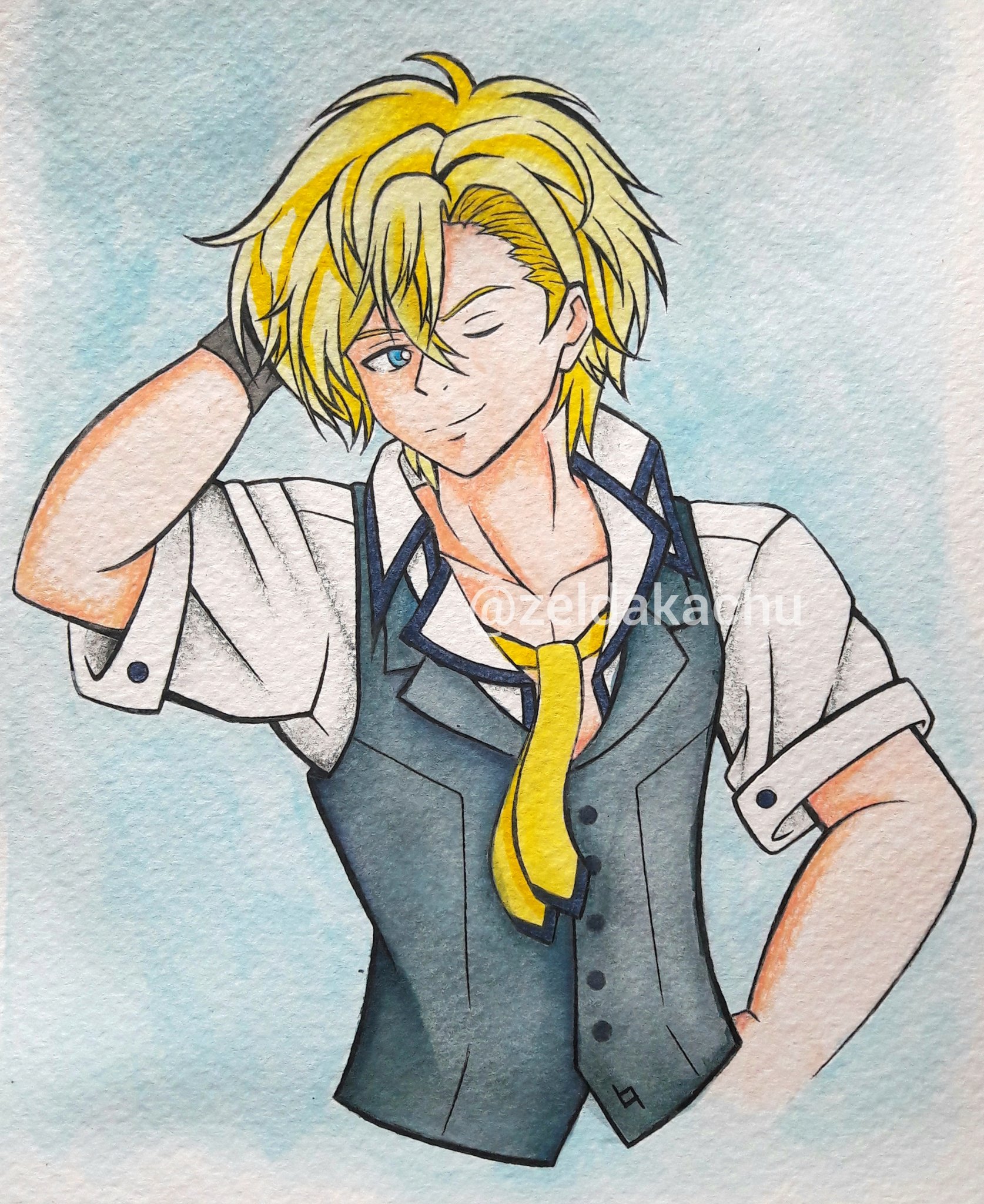 Zeldakachu Comms Open Our Heartbeat Will Never Ever Stop Anime Videogames Idolish7 Idolishseven アイドリッシュセブン Nagi Rokuya Rokuyanagi Nagirokuya 六弥ナギ Fanart Watercolor Sugoi Draw Drawing Drawings