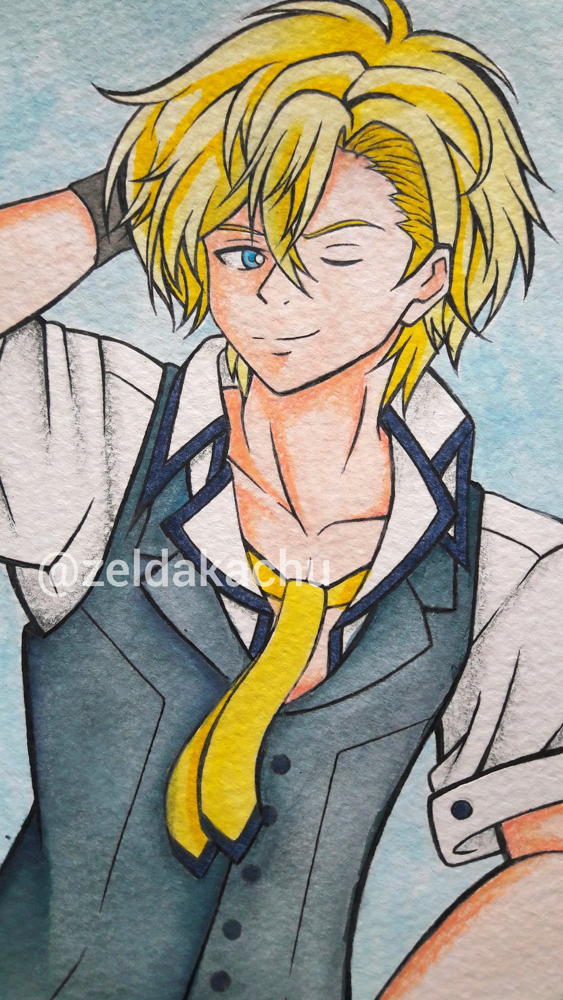 Zeldakachu Comms Open Our Heartbeat Will Never Ever Stop Anime Videogames Idolish7 Idolishseven アイドリッシュセブン Nagi Rokuya Rokuyanagi Nagirokuya 六弥ナギ Fanart Watercolor Sugoi Draw Drawing Drawings