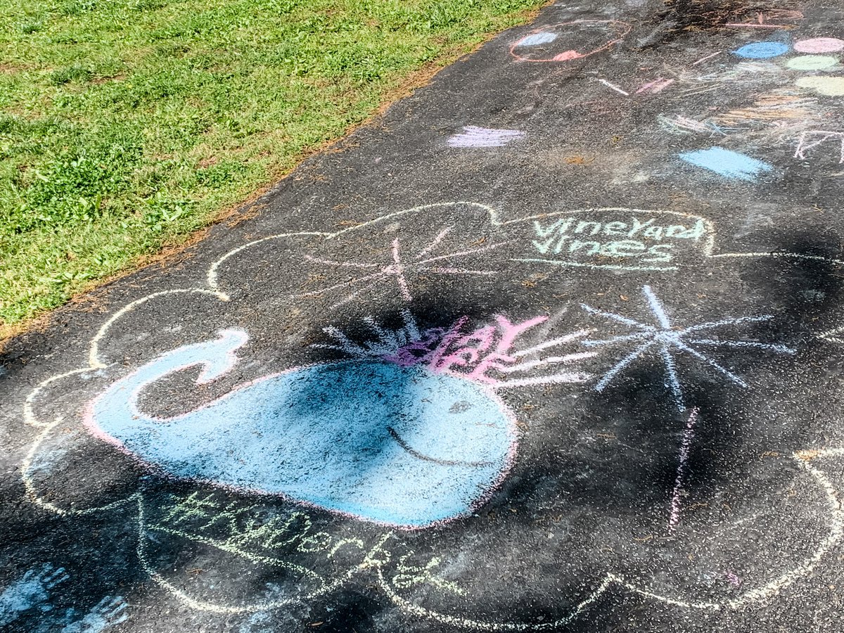 MeganMahle's tweet photo. Our @vineyardvines #Derby attire looks a little different this year 😢 Let the countdown to September begin! 🐎 #KyDerby #chalkart https://t.co/sl1hs66UXt