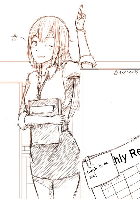 Your junior office lady noticed you got scolded by the senior Office Lady.

Then she took your role as her senior and brought you out to lunch.

#sketch #OL #落書き #officelady #artwork #rkgk 