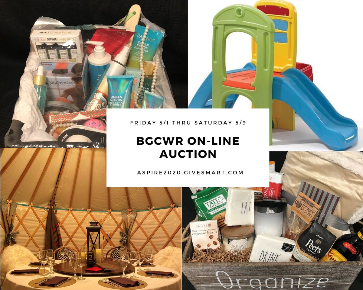 BGCWR's tweet photo. BGCWR on-line auction is live now through May 9 at 7:30PM. Lots of great items - all helping to support Akron kids! #greatfutures #BGCWR https://t.co/EpYyh0GkD9