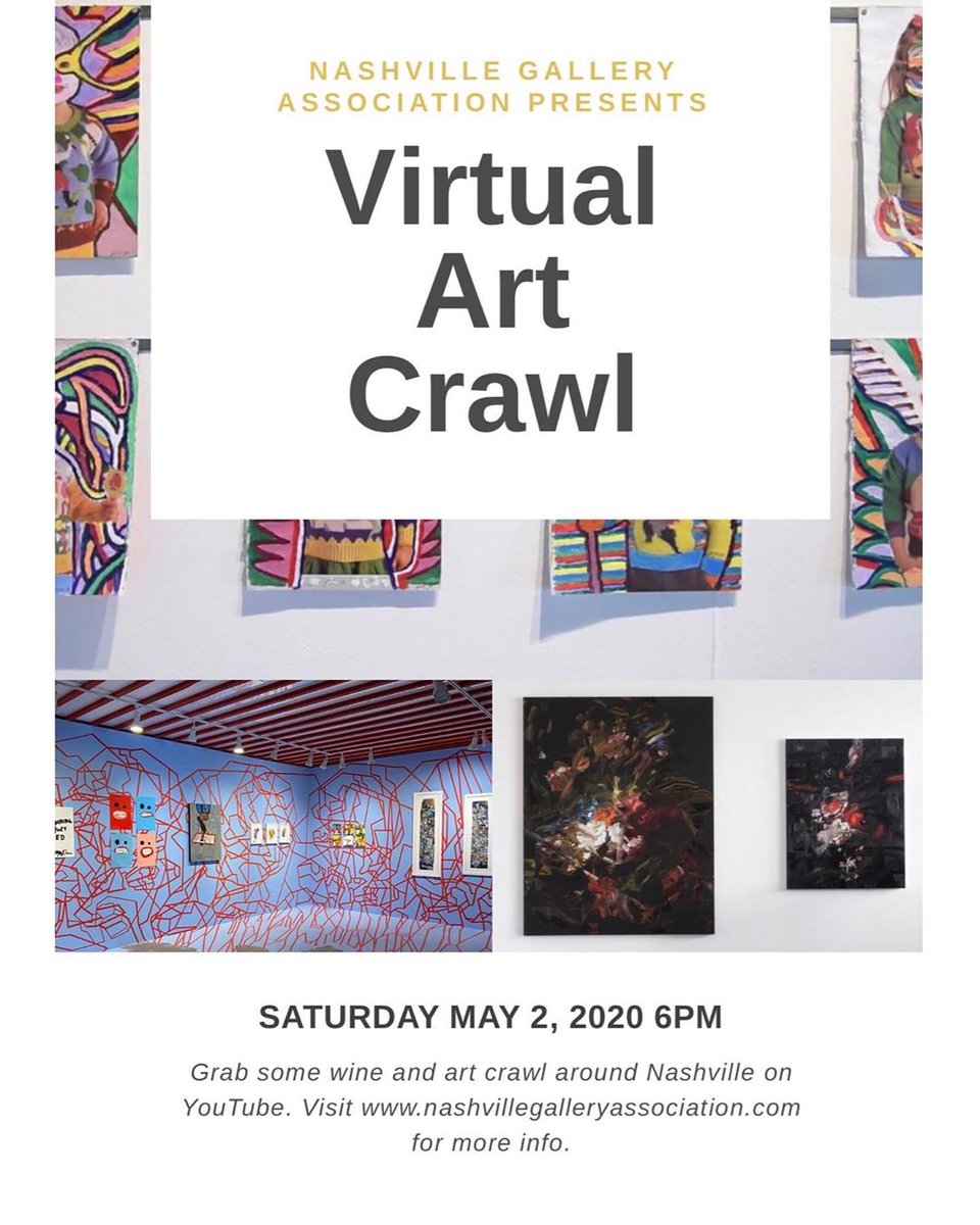 TONIGHT @ 6PM: VIRTUAL ART CRAWL hosted by Nashville Gallery Association - <a href="/TheRymerGallery/">The Rymer Gallery</a> features works from Jim Sherraden, Sam Dunson, LA Bachman, Mobē, Caney Hummon &amp; Herb Williams.

YouTube link: ow.ly/zGPu50zv1CG 

#NashvilleArtCrawl #firstsaturdayartcrawl