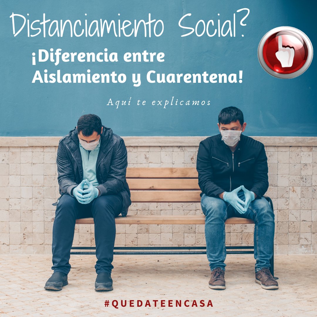 OneTouch_pma's tweet photo. Distanciamiento social es mantener un espacio entre usted y las demás personas fuera de casa.
Cuarentena es para mantener a quienes podrían haber estado expuestos al COVID-19 lejos de otras personas.
El aislamiento se usa para separar a las personas enfermas de las personas sanas https://t.co/RjqN6zbrrg