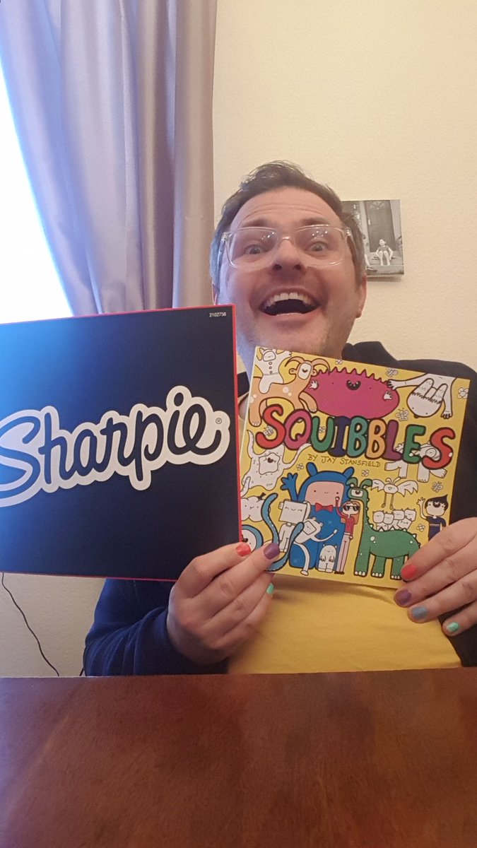 jaystansfield's tweet photo. If you get a copy of my #squibblesbook then I recommend using @Sharpie pens! (Please note I am not endorsed by Sharpie in any way) but if they did... 😍 my wife would be smiling for life ha! https://t.co/vek9FQDAOe https://t.co/CZVZkBQhDi