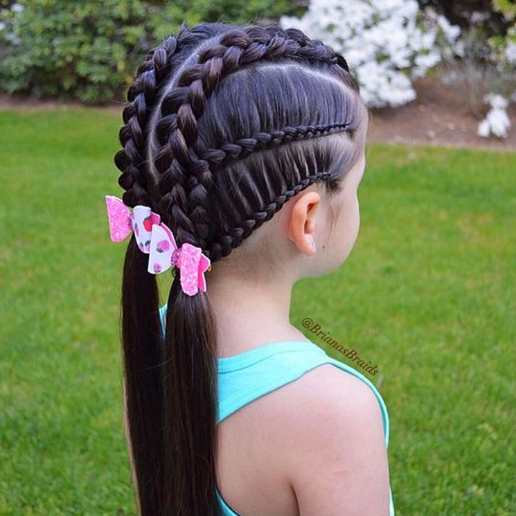 Interpersonal Noveno cámara Peinados De Niña on Twitter: "Peinados Para Niñas Si a tu pequeña le gustan  las boxer braids escoge esta versión con seis trenzas de raíz combinadas  con coletas bajas con un acabado