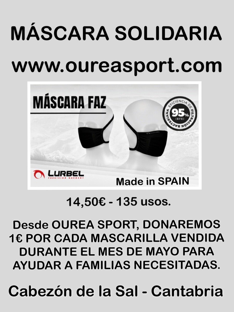 AMS_2109's tweet photo. Durante el mes de mayo, donaremos 1€ por cada mascarilla que vendamos en @OureaTrail @LurbelPG  #cantabria #cabezóndelasal https://t.co/ipqaUJaFFV