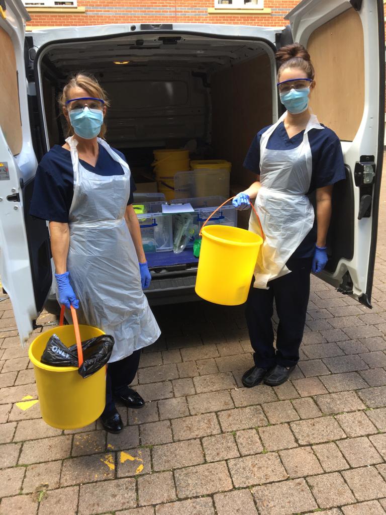 CullumClaire's tweet photo. Hampshire Community Testing Team out on the road this weekend. Testing 7 days a week. New Forest donkeys a welcome distraction. @ginnytaylor57 @Southern_NHSFT @SnHavant @FGschoolnursing @EastleighTeam @juliejhooper @CatherineBoar13 https://t.co/oRjH4sEnis