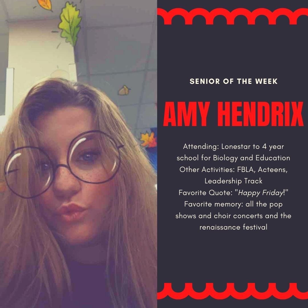 Happy Senior Saturday! Today, Porter HS Choir honors Amy Hendrix! We miss you! <a href="/PorterSingers/">Porter HS Choir</a> <a href="/newcaneyisd/">New Caney ISD</a> <a href="/PorterSpartans/">Porter HS</a> #seniors2020