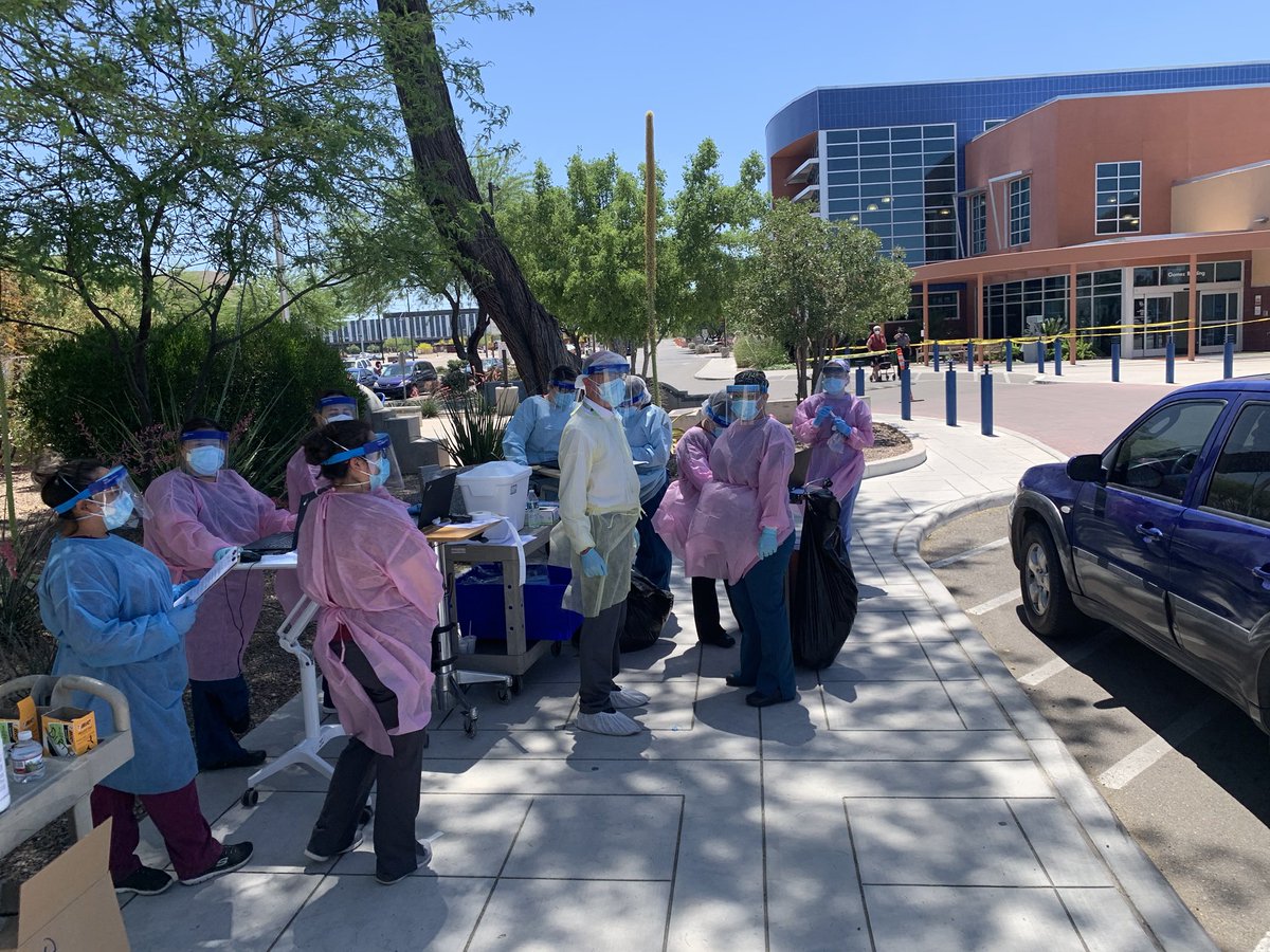 MarkMingura's tweet photo. The #TestingBlitz is in full swing here at @ElRioHealth as healthcare centers around Arizona test for COVID-19. Story at 5:30 @KVOA https://t.co/L2paidbmvV