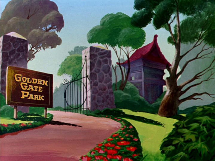 Welcome back to my thread about Golden Gate Park in cinema! Did you know a 1950 Bugs Bunny cartoon called Bushy Hare starts in the park near Lloyd Lake's Portals of the Past, before Bugs grabs a handful of balloons that transport him to Australia? Robert McKimson directed it.